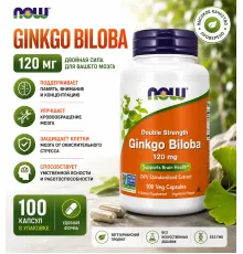 NOW Ginkgo Biloba 120 mg 100 veg caps