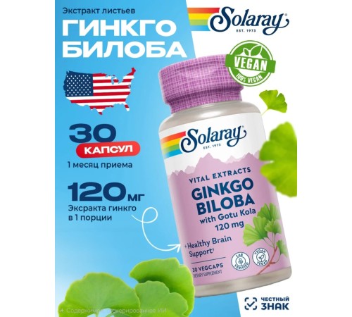 Solaray Ginkgo Biloba 120mg 30cap
