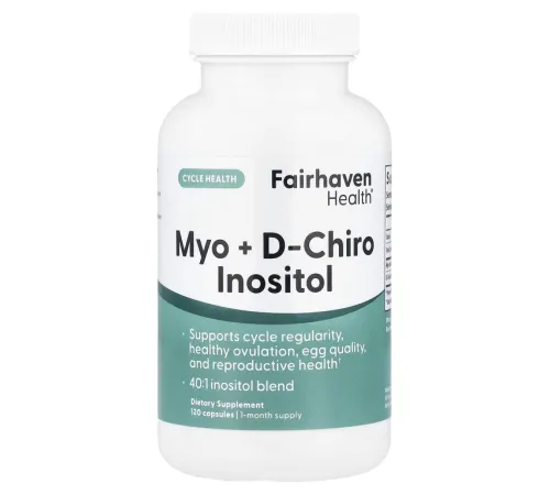 Fairhaven Health, мио-инозитол и D-хиро-инозитол, 120 капсул