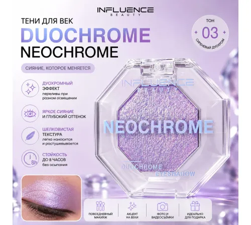 Тени Influence Beauty Duochrome Neochrome Дуохромные тон 04 сине-зеленый 1.3гр