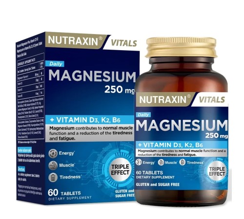 Nutraxin Magnesium 250mg +Vit D3.K2.B6 60tab