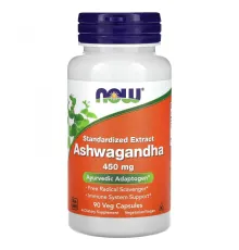 NOW Foods, ашваганда, стандартизованный экстракт, 450 мг, 90 растительных капсул