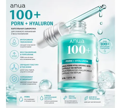 ANUA 100+ PDRN + Hyaluron для сияния кожи 30ml