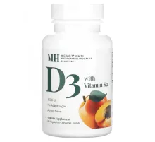 Michael's Health, витамин D3, с витамином K2, вкус абрикоса, 5000 мкг, 90 вегетарианских жевательных