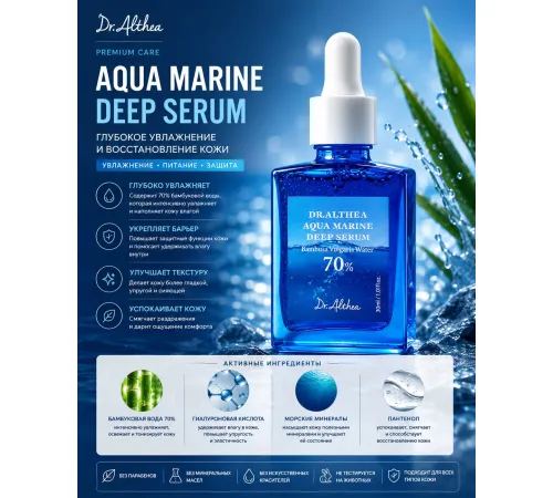 Сыворотка с ПДРН и бамбуком для глубокого увлажнения Dr. Althea Aqua Marine Deep Serum