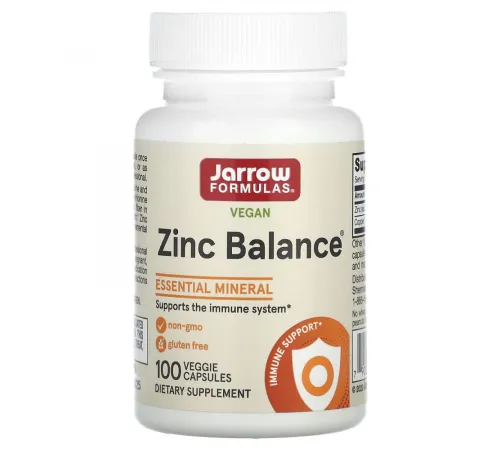 Jarrow Formulas, Zinc Balance, веганская добавка, 100 растительных капсул