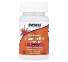 NOW Foods, витамин D3, высокоактивный, 10 000 МЕ, 120 капсул