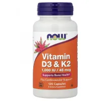 NOW Foods, витамины D3 и K2, 120 капсул