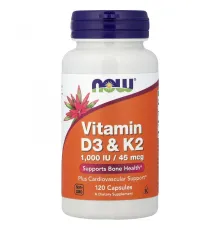 NOW Foods, витамины D3 и K2, 120 капсул
