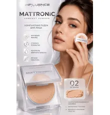Influence Beauty - Пудра компактная Mattronic, тон 02 светло-бежевый 7г