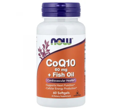 NOW Foods, коэнзим Q10 и рыбий жир, 60 капсул